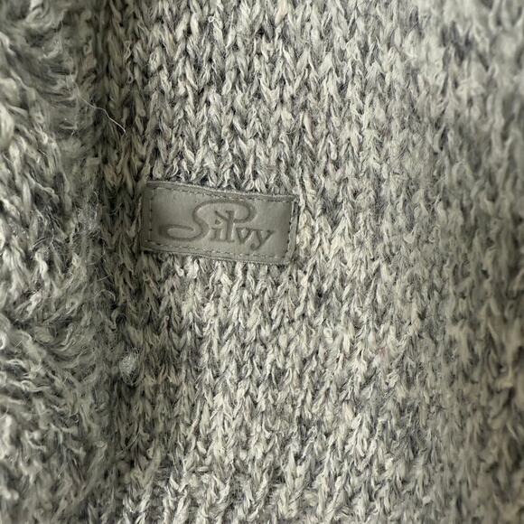 Vintage Silvy Tricot Italian Wool Chunky Knit Crewneck Sweater in Gray Cream, XL - Picture 7 of 9